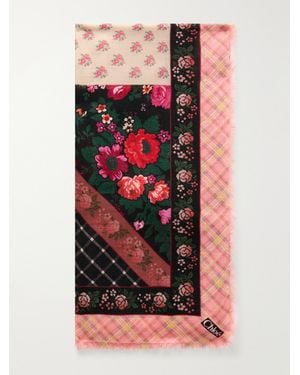 Chloé Printed Cashmere And Wool-Blend Scarf - Red