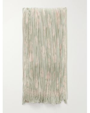McQueen Pleated Printed Silk Scarf - Natural
