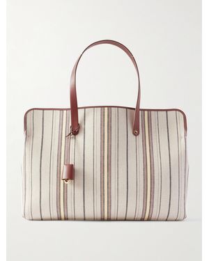 Loro Piana Laguna Leather-Trimmed Striped Canvas Tote - Natural
