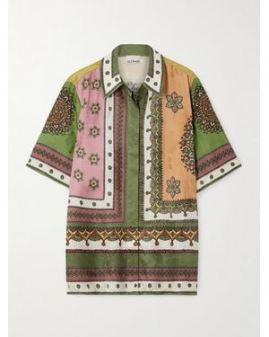 ALÉMAIS Contina Printed Satin-Jacquard Shirt - Grey