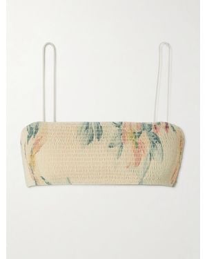 TOTEME Bikini-Oberteil Aus Recyceltem Material Mit Blumenprint Und Raffungen - Natur