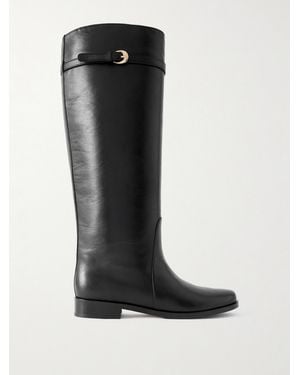 STAUD Harlow Leather Knee Boots - Black