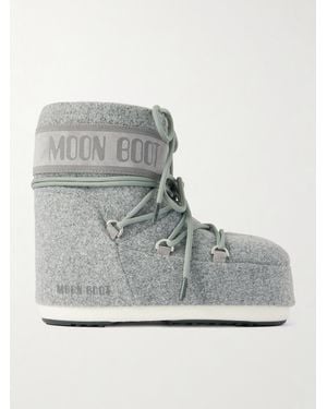 Moon Boot Icon Low Felt And Suede Snow Boots - Grey