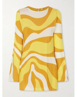 Cala De La Cruz Maisha Printed Jersey Mini Dress - Yellow