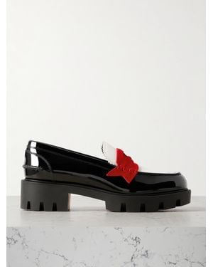 Christian Louboutin Penny Loafers Aus Leder Mit Veloursbesatz - Schwarz