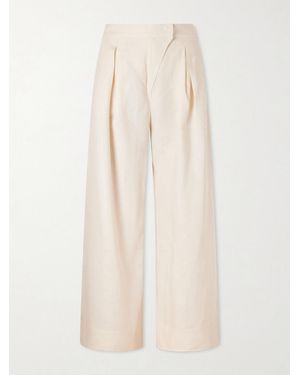ANDRES OTALORA Hydra Pleated Linen Wide-Leg Trousers - Natural