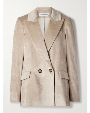 Veronica Beard Sevyn Dickey Double-Breasted Cotton-Blend Corduroy Blazer - Natural