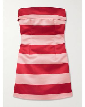 Emilia Wickstead Sidnie Strapless Striped Duchesse-Satin Mini Dress - Red