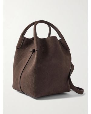 Loro Piana Bale Small Textured-Suede Shoulder Bag - Brown