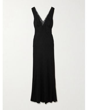 Chloé Lace-Trimmed Silk-Jacquard Gown - Black