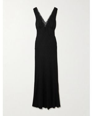Chloé Lace-Trimmed Silk-Jacquard Gown - Black