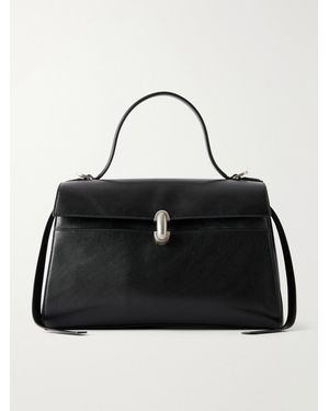 SAVETTE Soft Symmetry Leather Top Handle Bag - Black