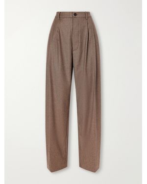 Jamie Haller The Tapered Pleated Houndstooth Stretch Wool-Blend Trousers - Natural