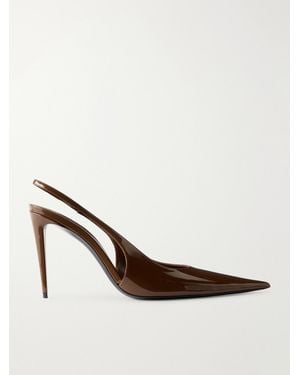Saint Laurent Guermanted Leather Slingback Pumps - Brown