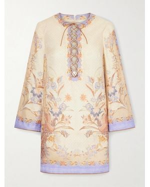 Zimmermann Indra Printed Linen Mini Dress - Natural