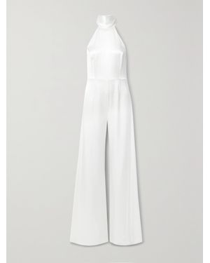 Galvan London Sienna Satin Halterneck Jumpsuit - White