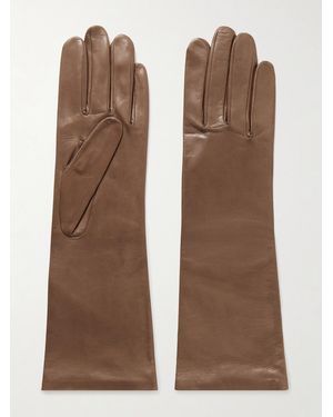 Agnelle Celia Leather Gloves - Braun