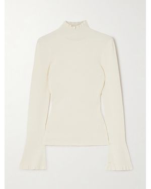 Proenza Schouler Phyllis Striped Ribbed-Knit Turtleneck Jumper - Natural