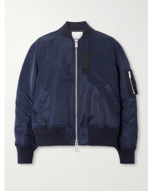 Sacai Pleated Padded Shell Bomber Jacket - Blue