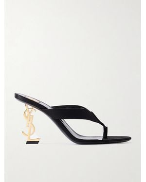 Saint Laurent Opyum Mules Aus Satin Mit Verzierung - Natur