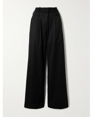 16Arlington Ivlia Layered Pleated Crepe Wide-Leg Trousers - Black