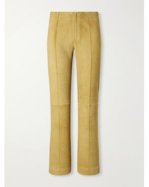 Stouls Georgette Straight-Leg Suede Pants - Yellow