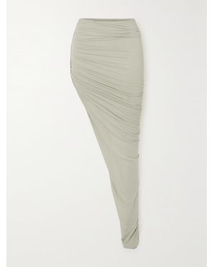 Rick Owens Asymmetric Ruched Stretch-Jersey Skirt - Natural