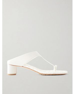Bottega Veneta Livia Intrecciato Leather Sandals - White