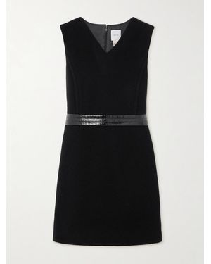 Patou Vinyl-Trimmed Wool-Blend Mini Dress - Black
