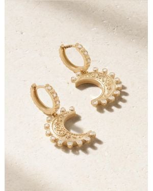 Marlo Laz Small Southwestern Moon 14-Karat Diamond Hoop Earrings - Natural