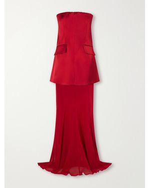 Sportmax Cilen Strapless Layered Satin And Silk-Chiffon Gown