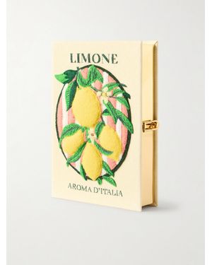 Olympia Le-Tan Aroma D'Italia Appliquéd Embroidered Canvas Clutch - Metallic
