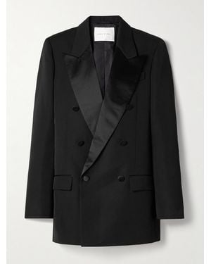 Veronica de Piante Evelyn Satin-Trimmed Grain De Poudre Wool Blazer - Black