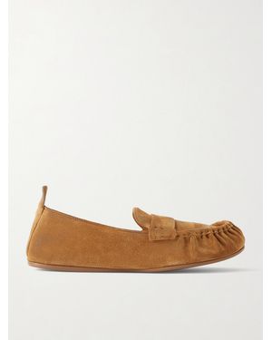 Acne Studios Distressed Suede Loafers - Weiß