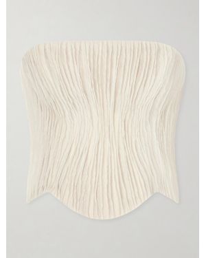 Danielle Frankel Crinkled-Organza Bustier Top - Natural