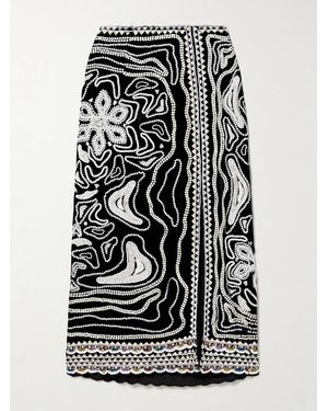Ulla Johnson Adara Embellished Velvet Midi Skirt - Black
