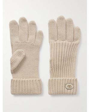 Gucci Handschuhe Aus Gerippter Baumwolle Mit Lederbesatz Und Verzierung - Natur