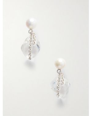 Completedworks Crystal And Pearl-Embellished Resin Drop Earrings - White