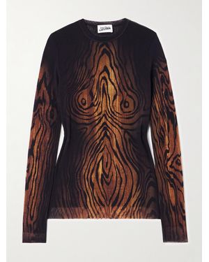 Jean Paul Gaultier Printed Mesh T-Shirt - Blue