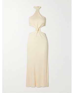 Cult Gaia Cameron Cutout Ribbed-Knit Halterneck Midi Dress - Natural