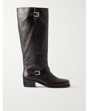 STAUD Brooklyn Leather Knee Boots - Black