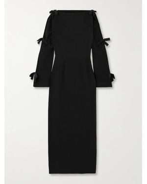BERNADETTE Bow-Embellished Silk Crepe De Chine Midi Dress - Black