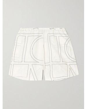 TOTEME Embroidered Organic Cotton And Silk-Blend Shorts - White
