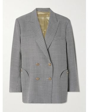 Blazé Milano Regal Nightbreak Double-Breasted Houndstooth Wool Blazer - Grey