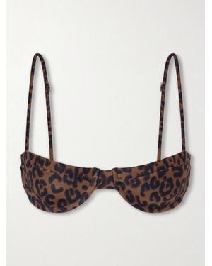Haight Barbara Leopard-Print Bikini Top - Grey