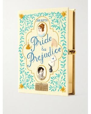 Olympia Le-Tan Pride And Prejudice Embroidered Appliquéd Canvas Clutch - Metallic