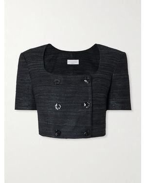 Violante Nessi Vittoria Cropped Silk-Tweed Top - Black