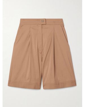Max Mara Sultano Pleated Cotton-Blend Poplin Shorts - Natural