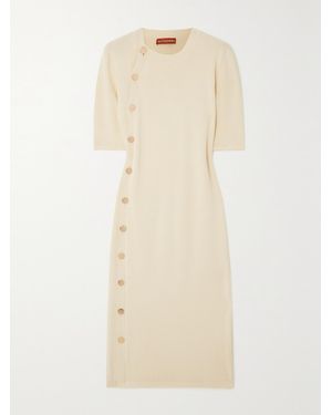 Altuzarra Topaz Button-Detailed Ribbed-Knit Midi Dress - Natural