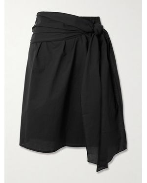 Deiji Studios Tie-Detailed Organic Cotton-Voile Midi Skirt - Black